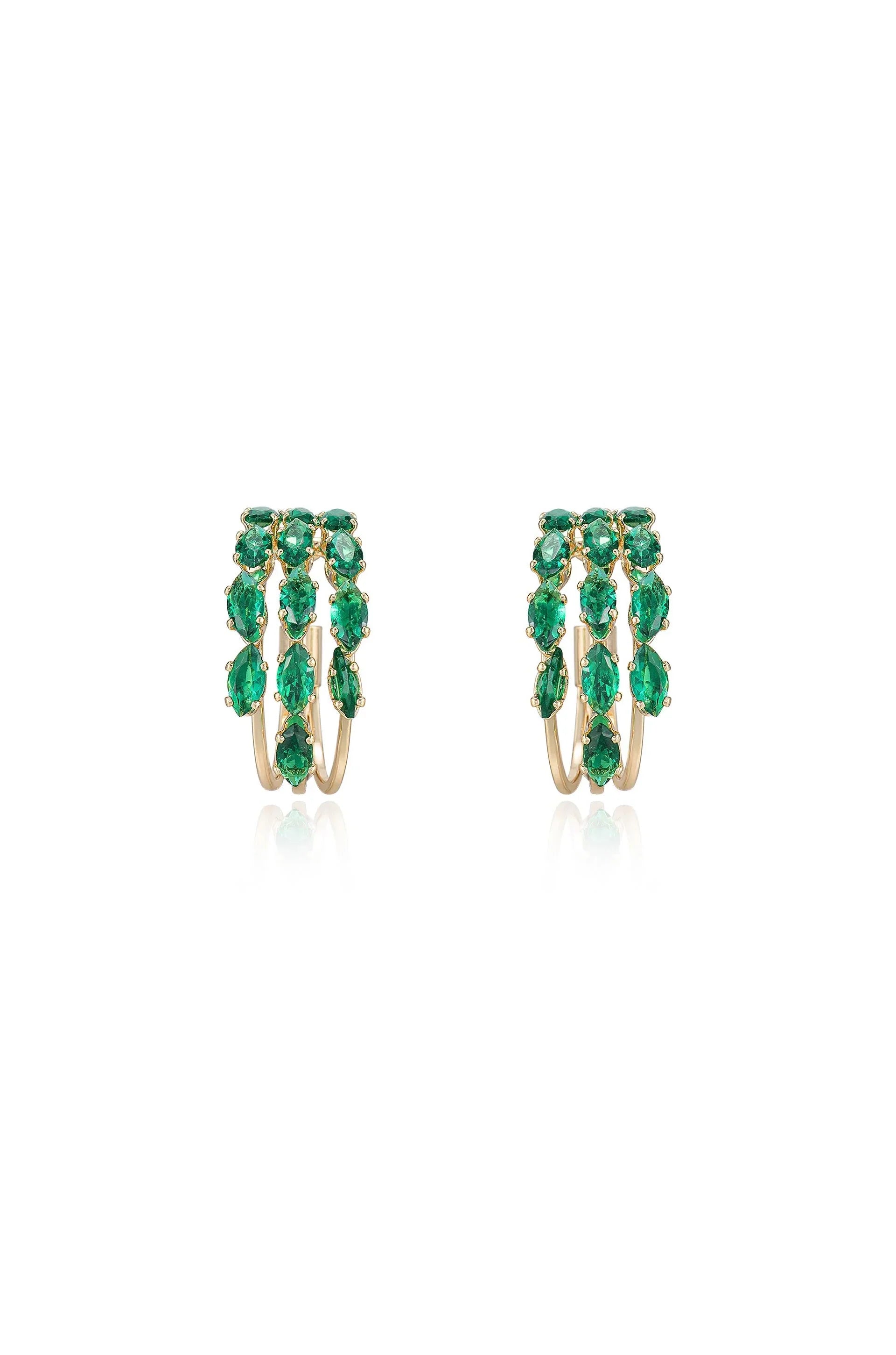 Multi Crystal Huggie Hoop Earrings