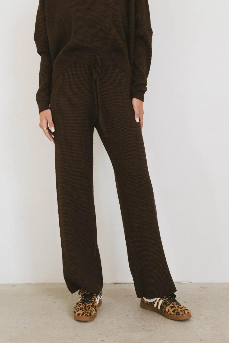 Jesse Waffle Knit Pants in Brown FINAL SALE