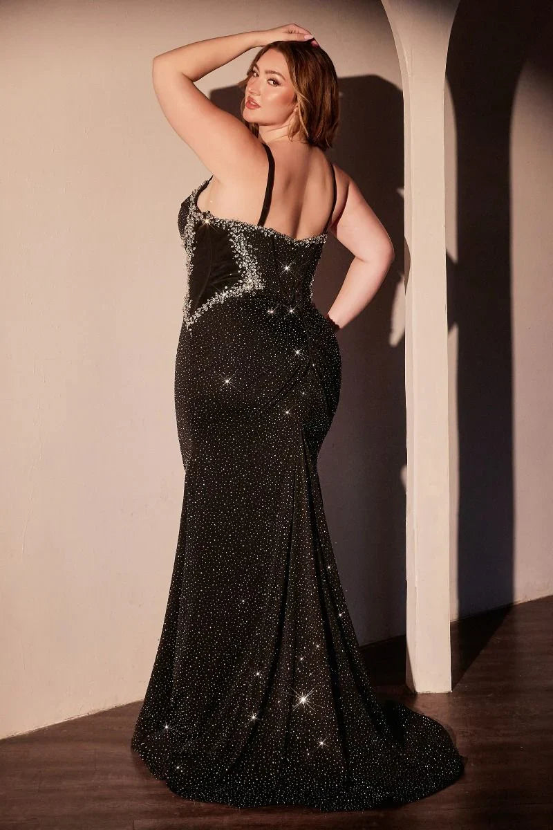 ETTA GOWN RHINESTONE EMBELLISHED STRAPLESS DRESS BLACK