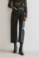 Sadie Wide Leg Pants in Black Leather FINAL SALE