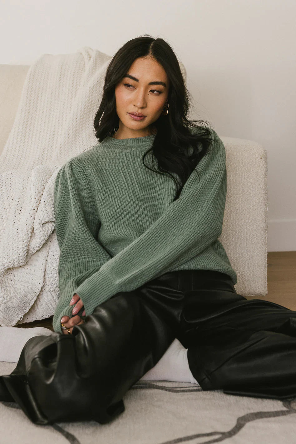 Amber Knit Sweater in Sage FINAL SALE