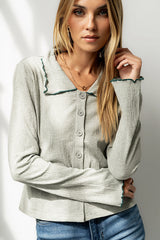 Jazmine Contrast Top in Grey FINAL SALE