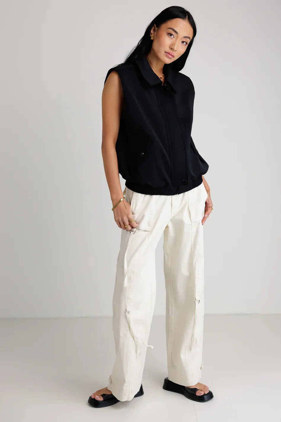 Rory Collared Vest in Black FINAL SALE