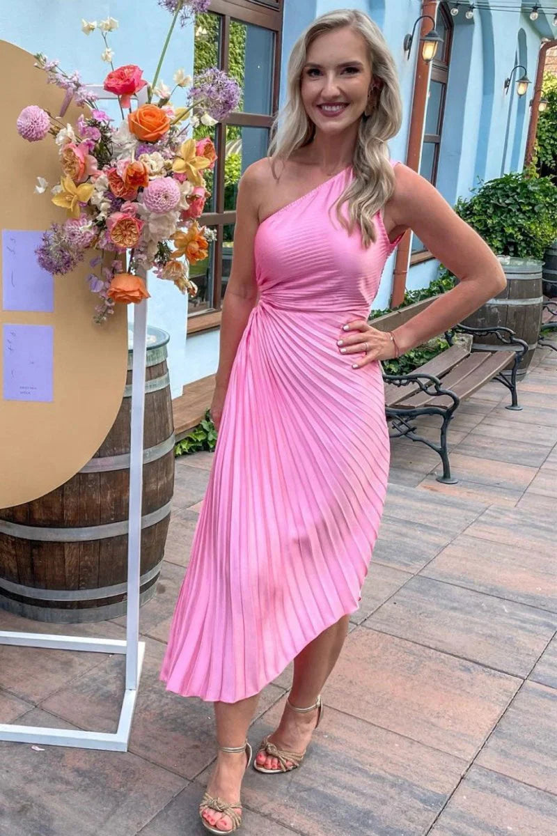 One Shoulder Cutout High Low Bridesmaid Dress