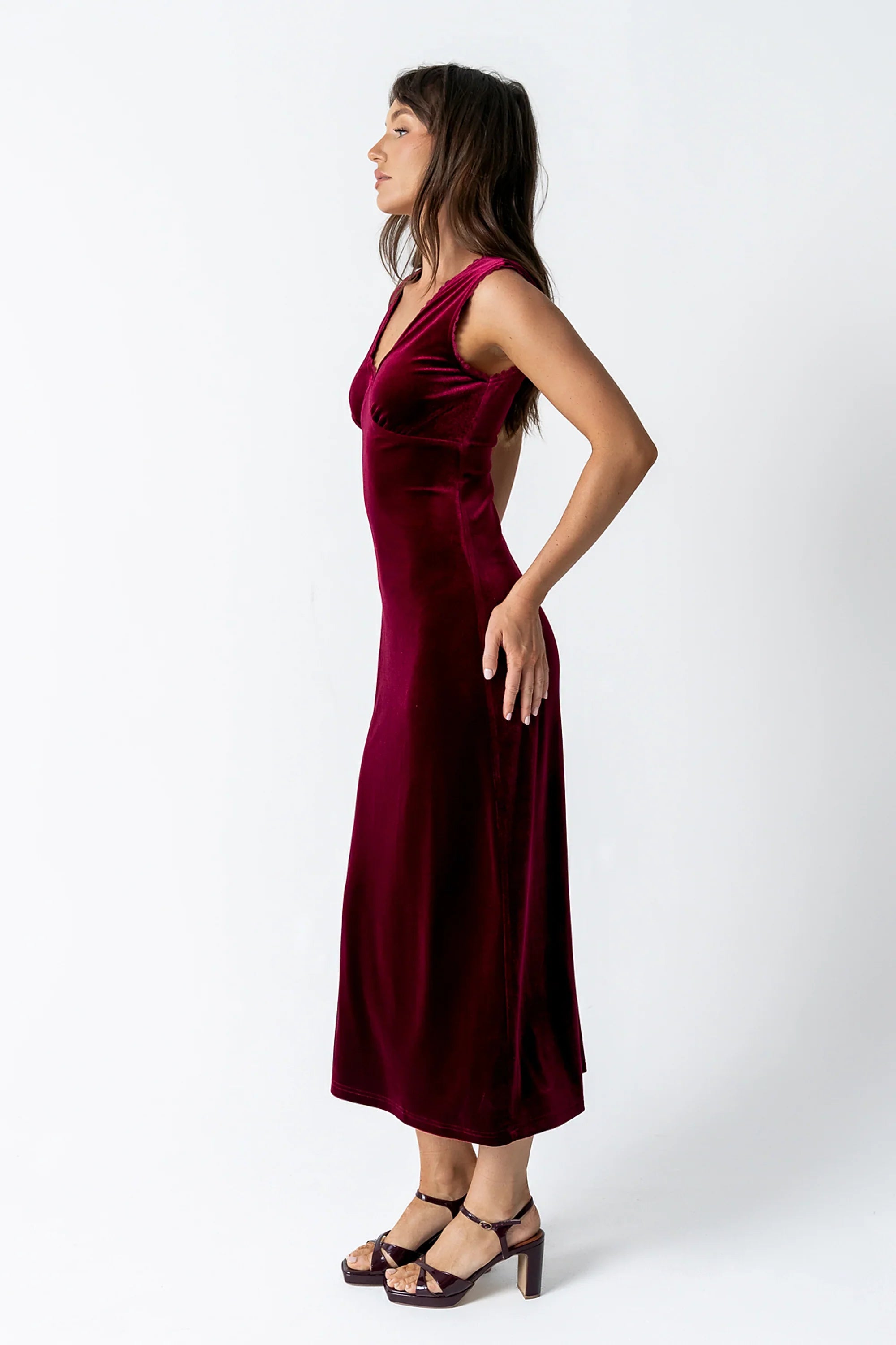 Kalani Velvet Maxi Dress in Burgundy FINAL SALE
