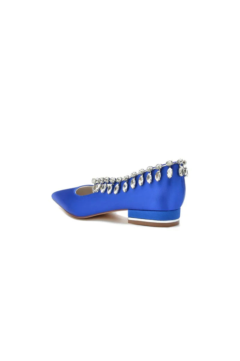 Rhinestone Beaded Pointed Toe Kitten Heels