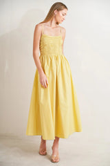 LEMON KISS BUTTER YELLOW MIDI DRESS