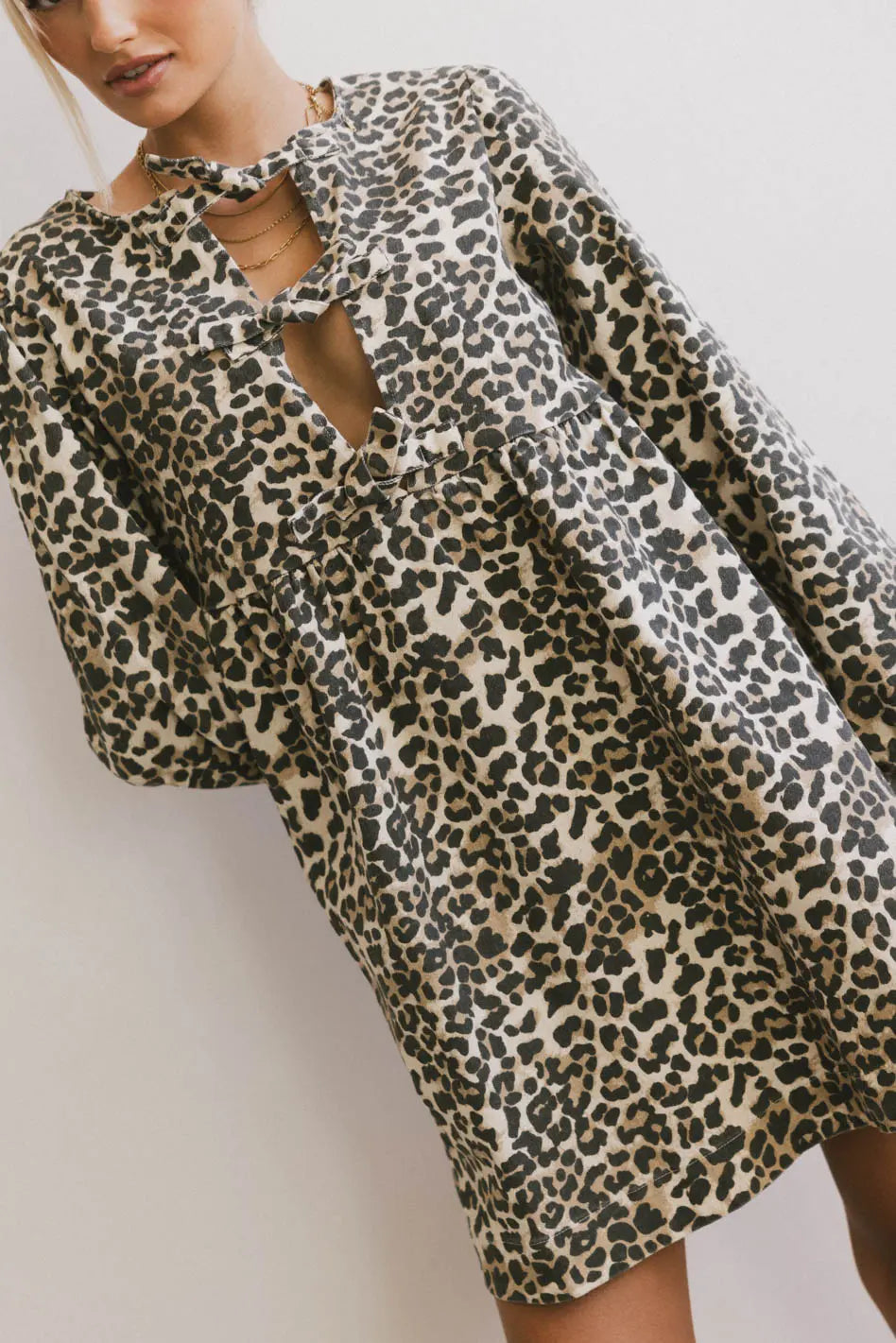 Tyler Peplum Mini Dress in Leopard FINAL SALE