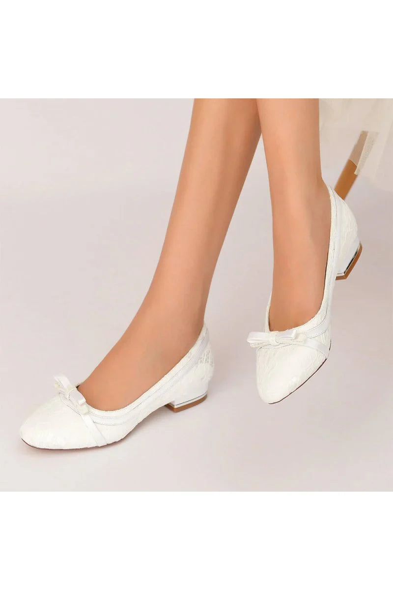 Lace Flats Sandal with Bow Bridal