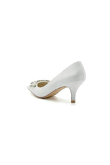 Pointed Toe Silver Wedding Shoes with Rhinestone