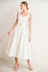 BELLA PORTOFINO WHITE MIDI DRESS