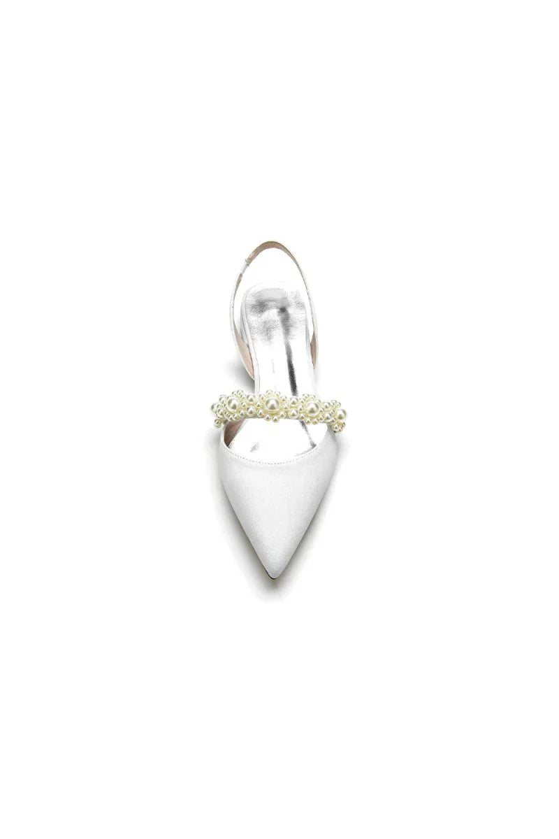 Pearl Strap Slingback Sequin Pointed Toe Flats