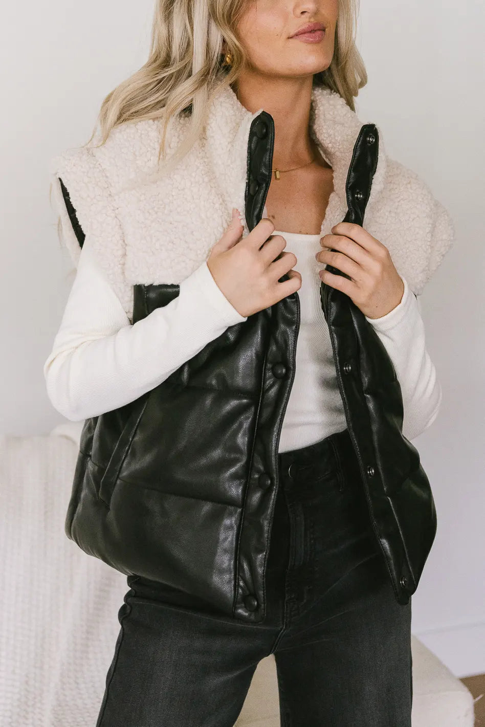 Lets Get Lost Vegan Vest in Black FINAL SALE