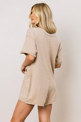 Lynn Relaxed Romper in Taupe FINAL SALE