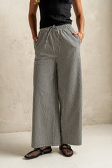 Ada Gingham Wide Leg Pants in Black FINAL SALE