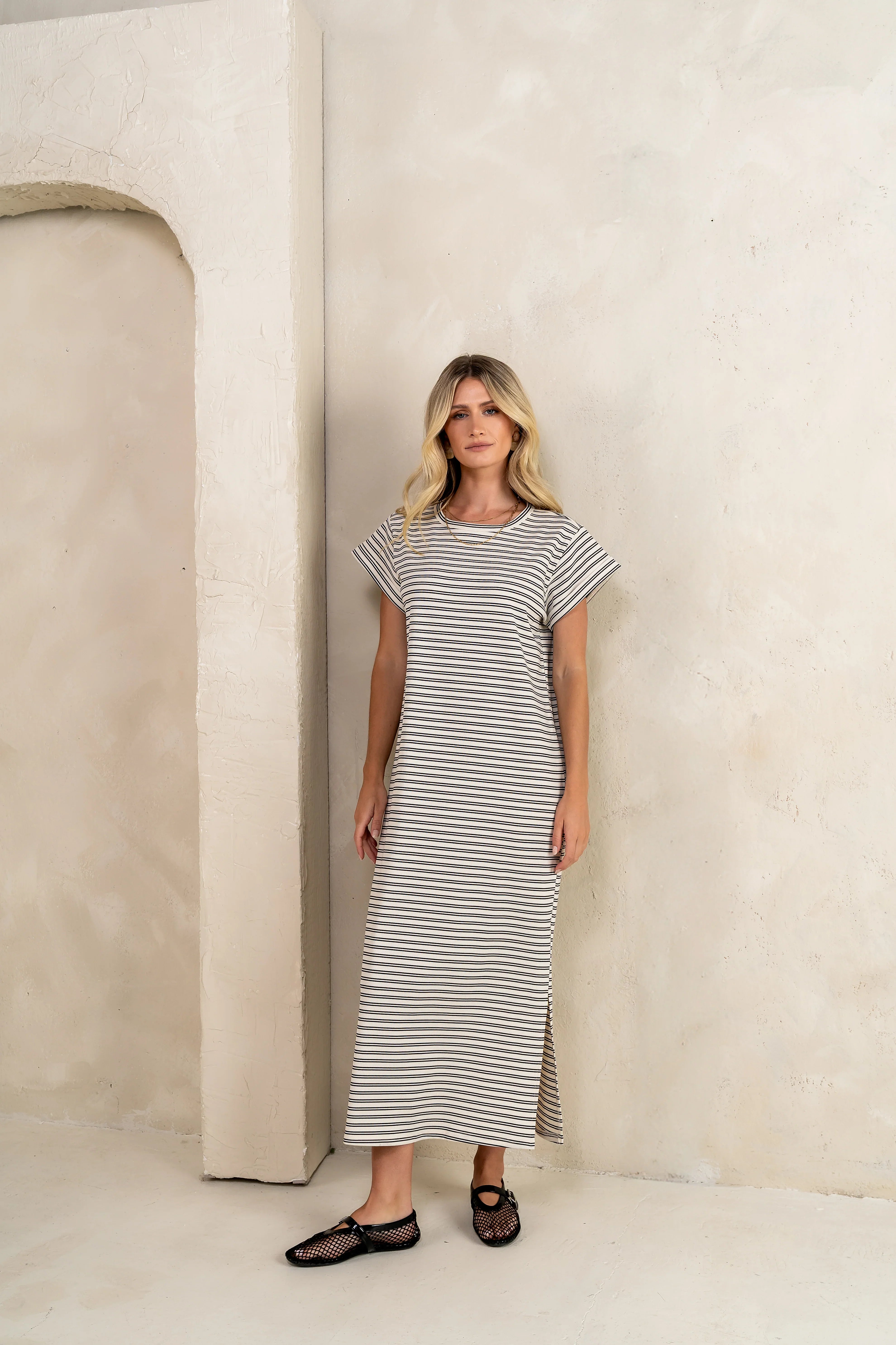 Esme Striped Maxi Dress in Black FINAL SALE