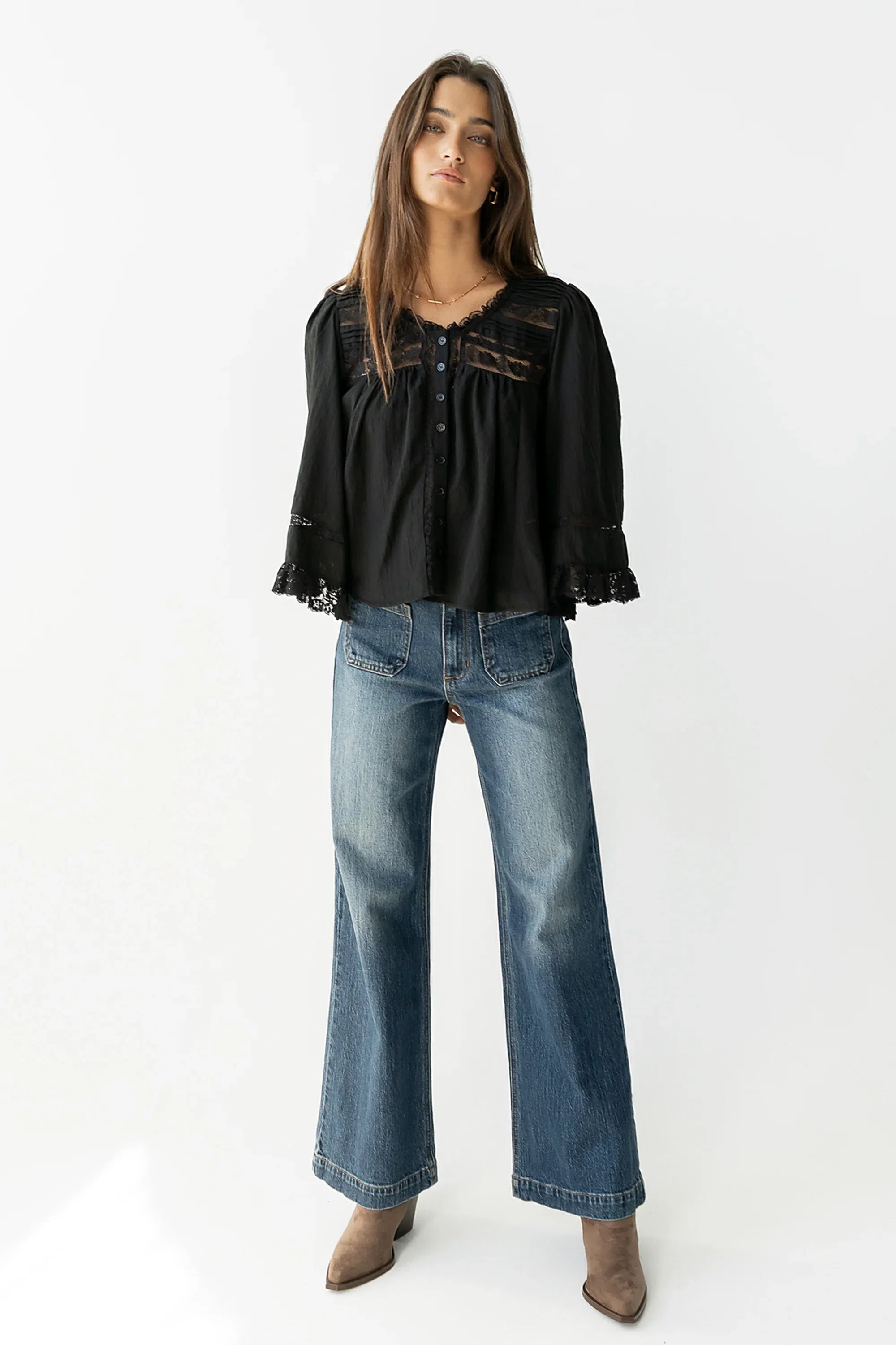 Kylee Lace Blouse in Black