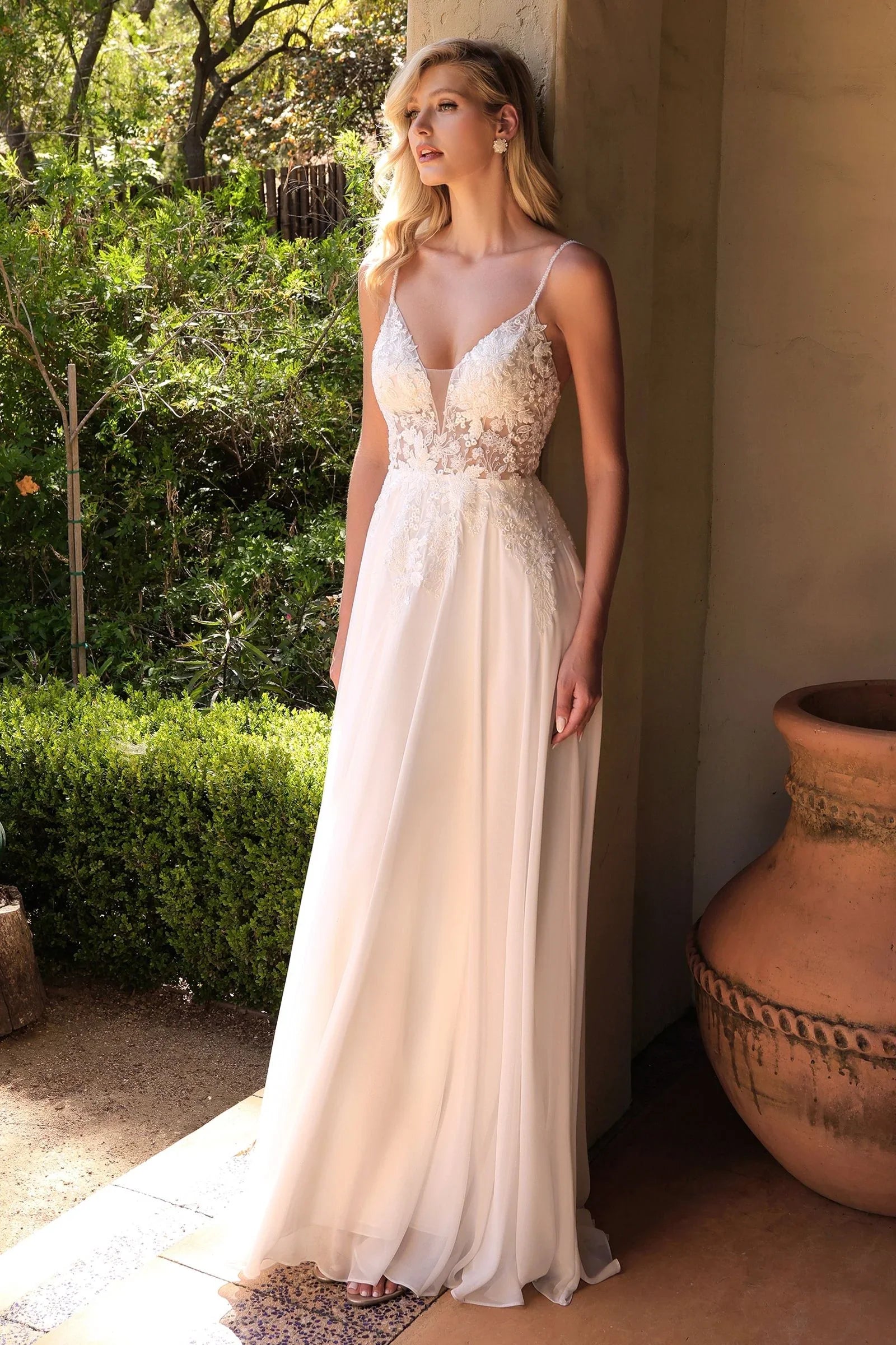 Avianna Gown Floral Lace A Line Chiffon Dress