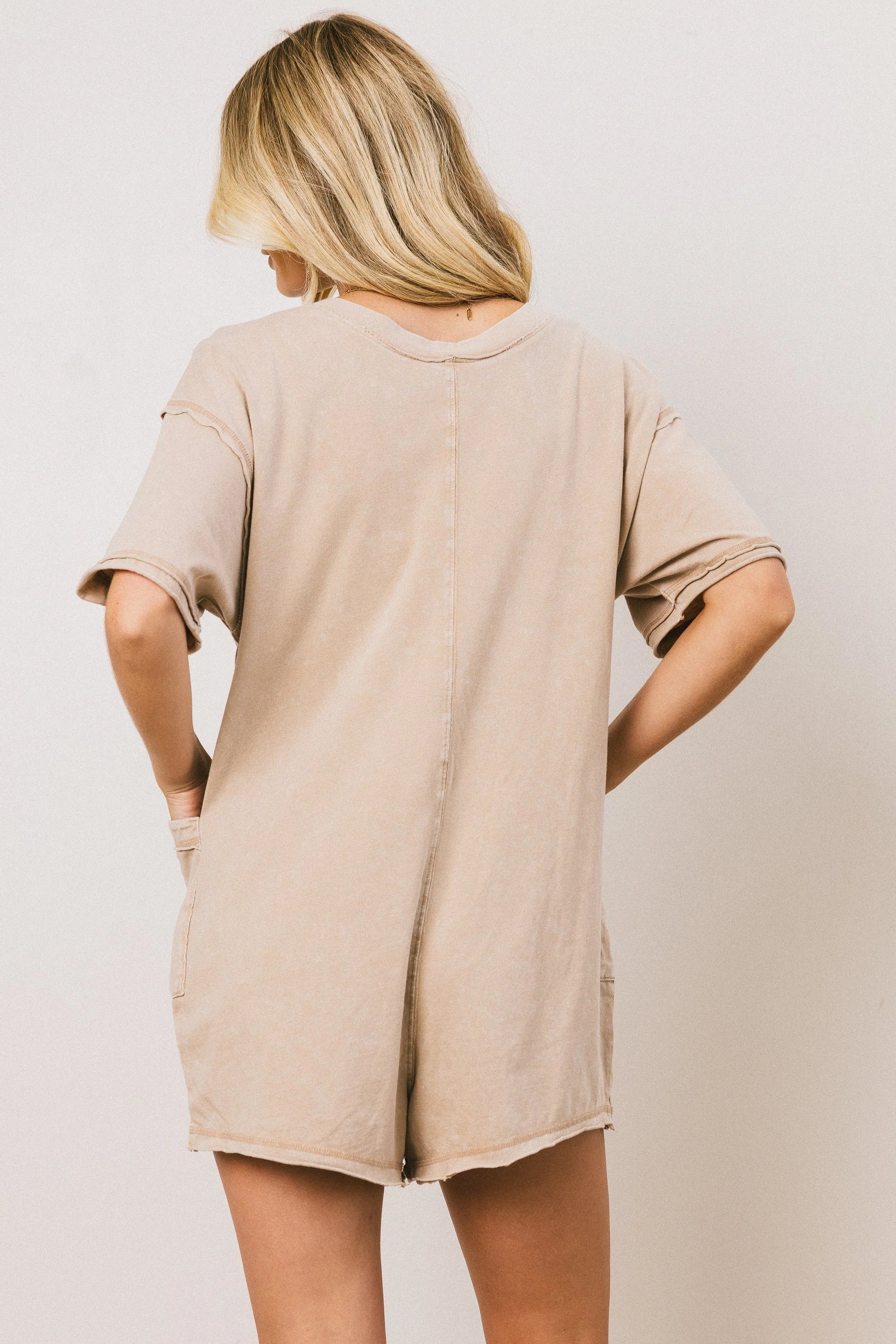 Lynn Relaxed Romper in Taupe FINAL SALE