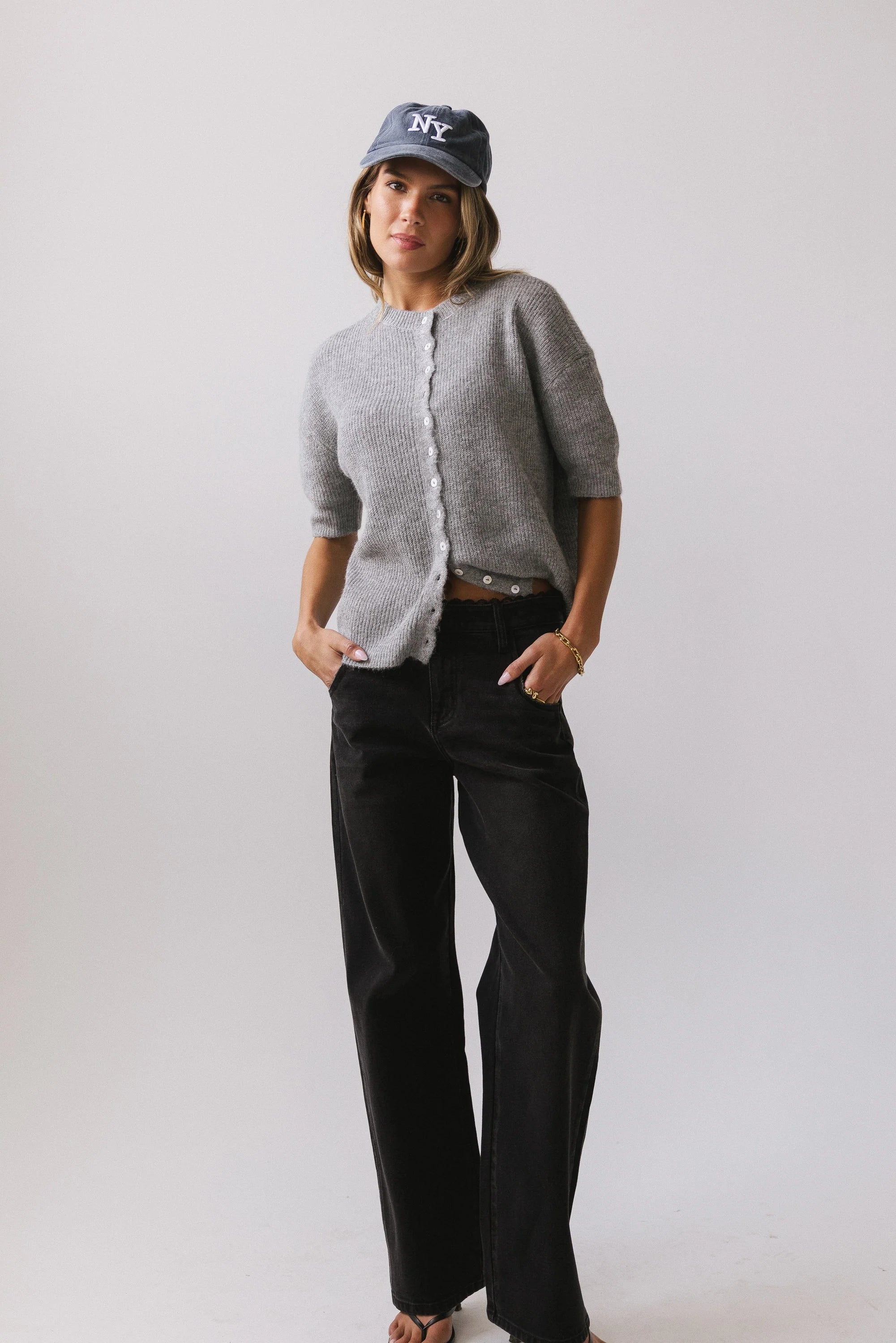 Leah Knit Cardigan in Heather Grey FINAL SALE