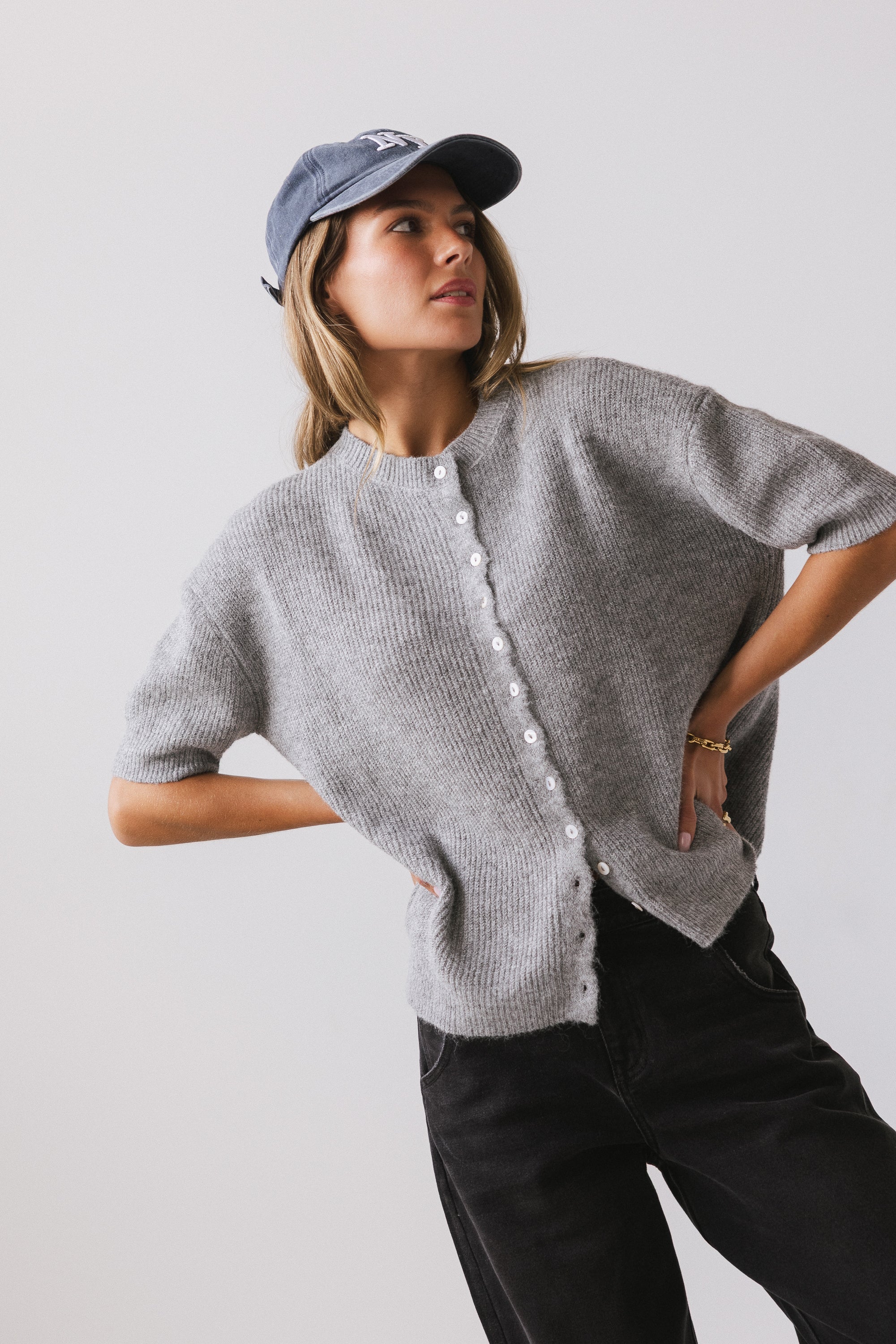 Leah Knit Cardigan in Heather Grey FINAL SALE