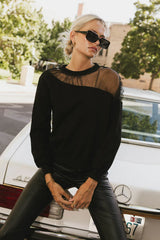 Sandry Tulle Crewneck in Black FINAL SALE