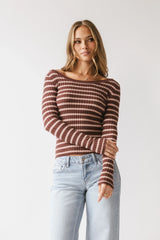 Petra Striped Sweater in Burgundy FINAL SALE