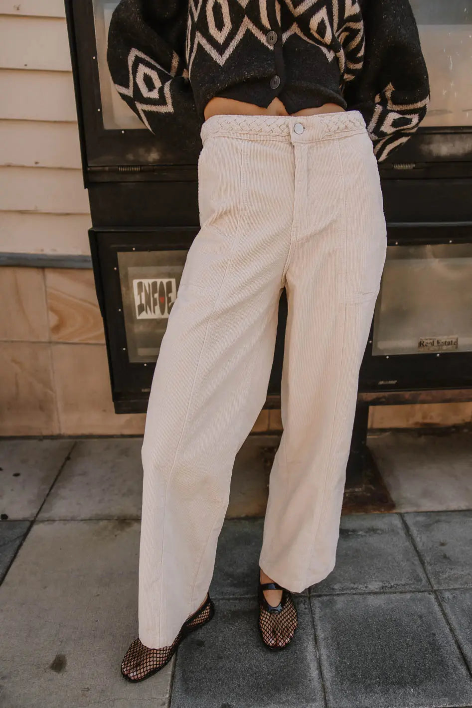 Ariella Corduroy Pants in Ivory FINAL SALE
