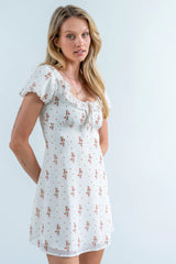 Harvey Floral Mini Dress in Butter Yellow