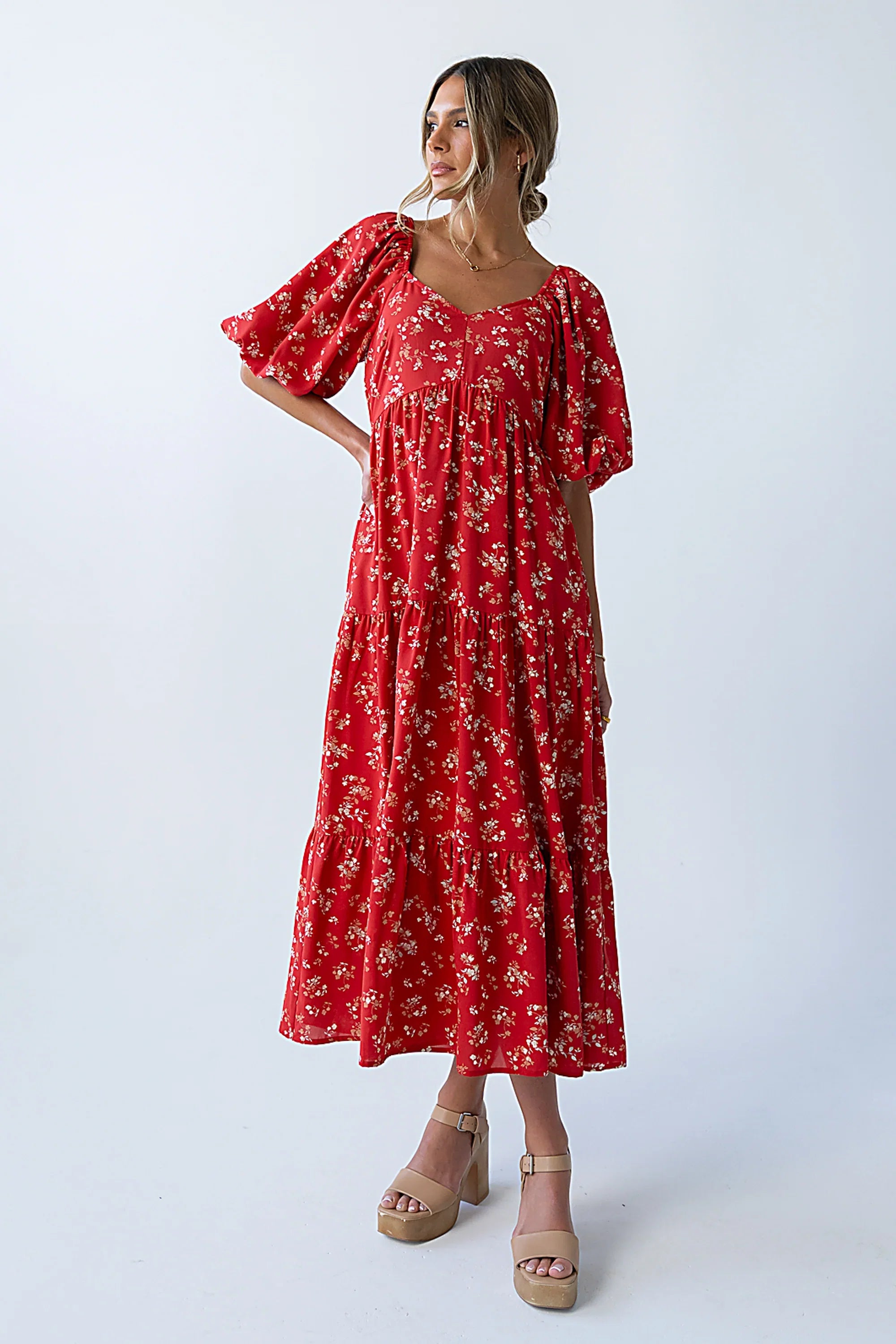 Amy Floral Maxi Dress in Red FINAL SALE