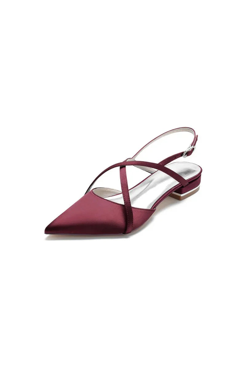 Simple Pointed Toe Ankle Straps Kitten Heels