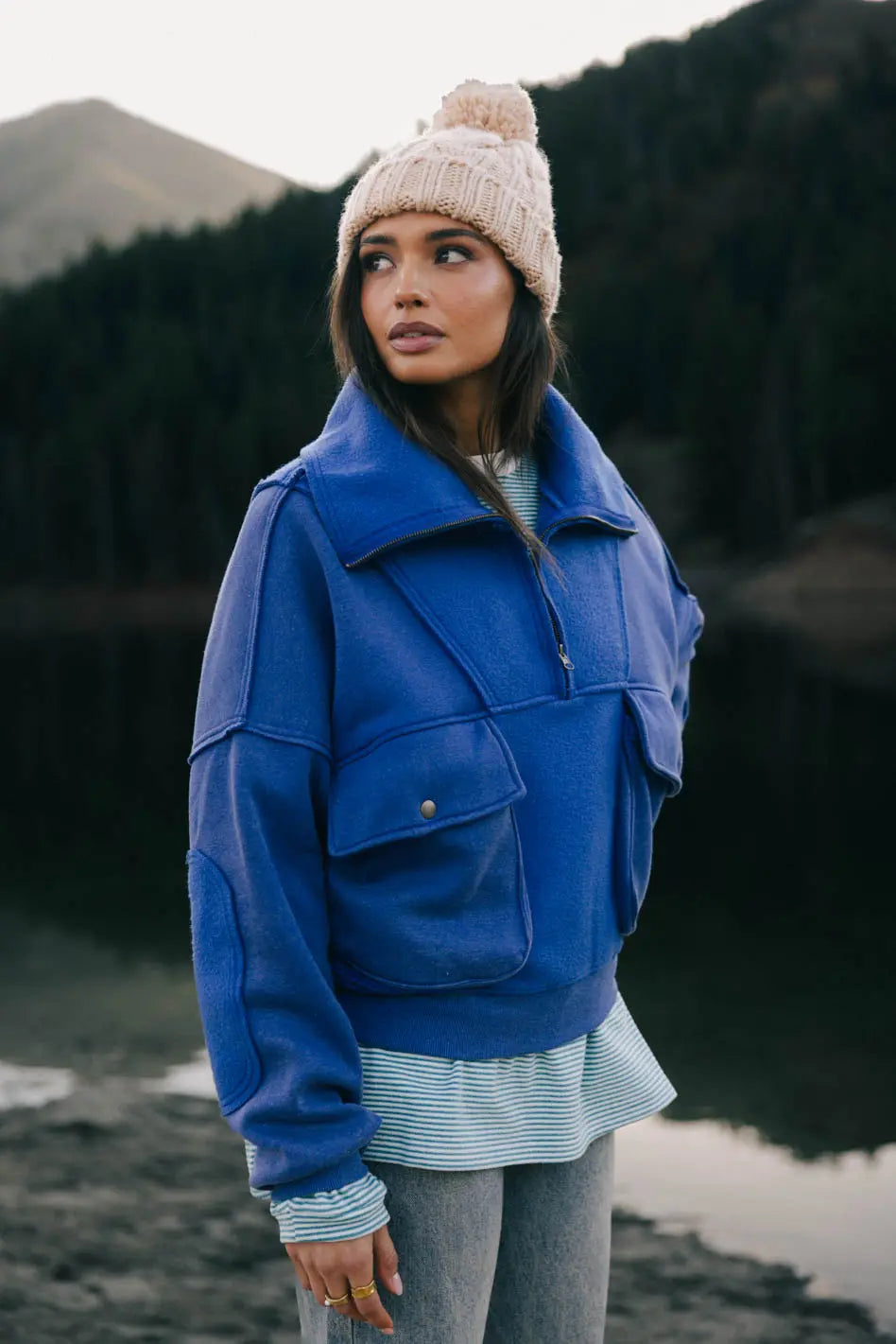 Mickey Half Zip Sweatshirt in Blue FINAL SALE