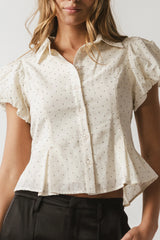 Lizette Pleated Blouse in Cream