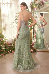 A1470 CRYSTAL NECKLINE BEADED GOWN Andrea Leo