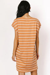 Kennedy Striped T Shirt Dress in Rust FINAL SALE