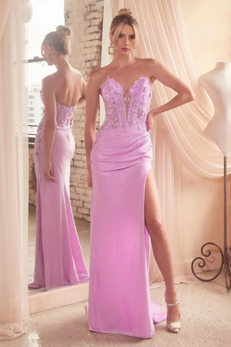 Desirae Gown Strapless Lace Appliqué Dress