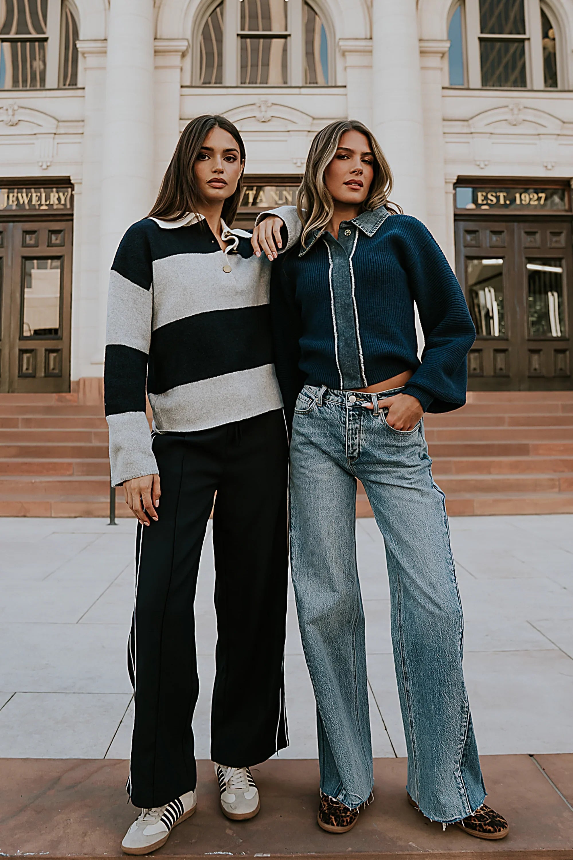 Kenzie Striped Sweater in Navy