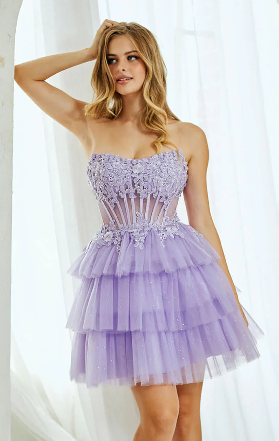 TANSY MINI DRESS FLORAL LACE STRAPLESS COCKTAIL DRESS