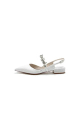 Crystal Strap Pointed Toe Low Heels