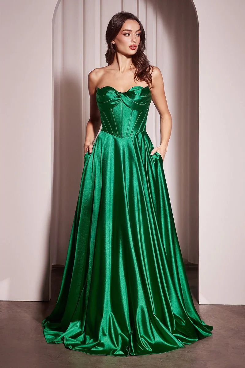 Ellery Gown Satin A line Dress With Pockets