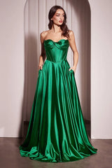Ellery Gown Satin A line Dress With Pockets