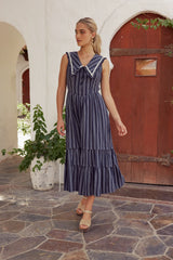 Miya Collared Midi Dress in Navy FINAL SALE