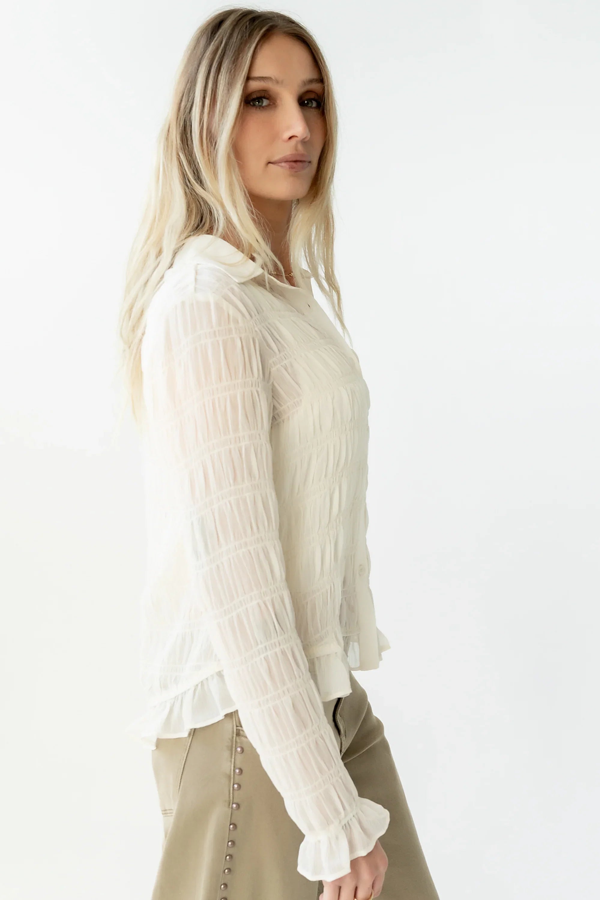 Nicola Sheer Blouse in Cream FINAL SALE