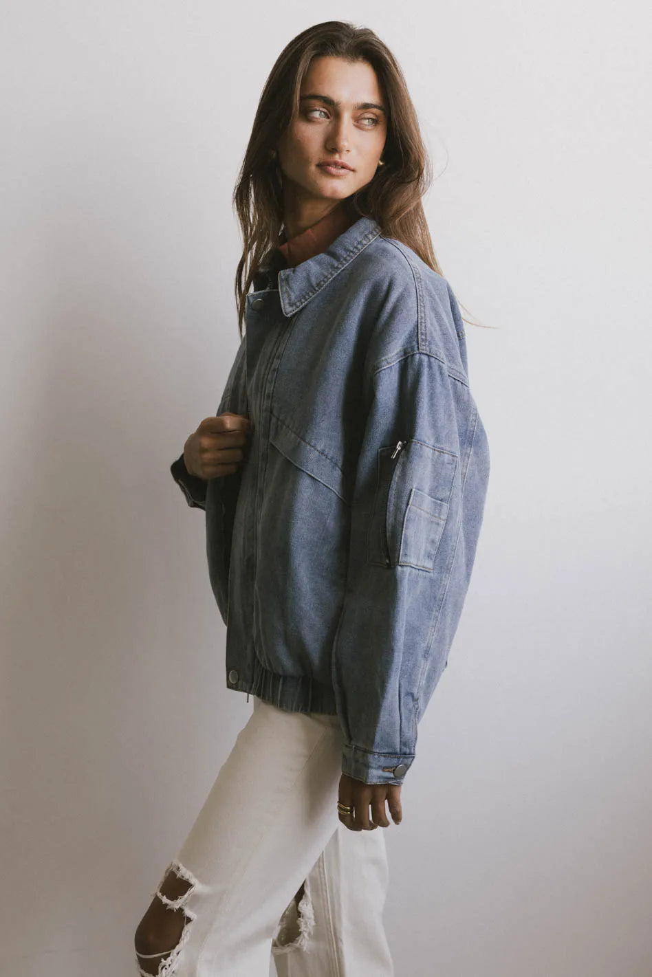 Maeve Denim Bomber Jacket FINAL SALE