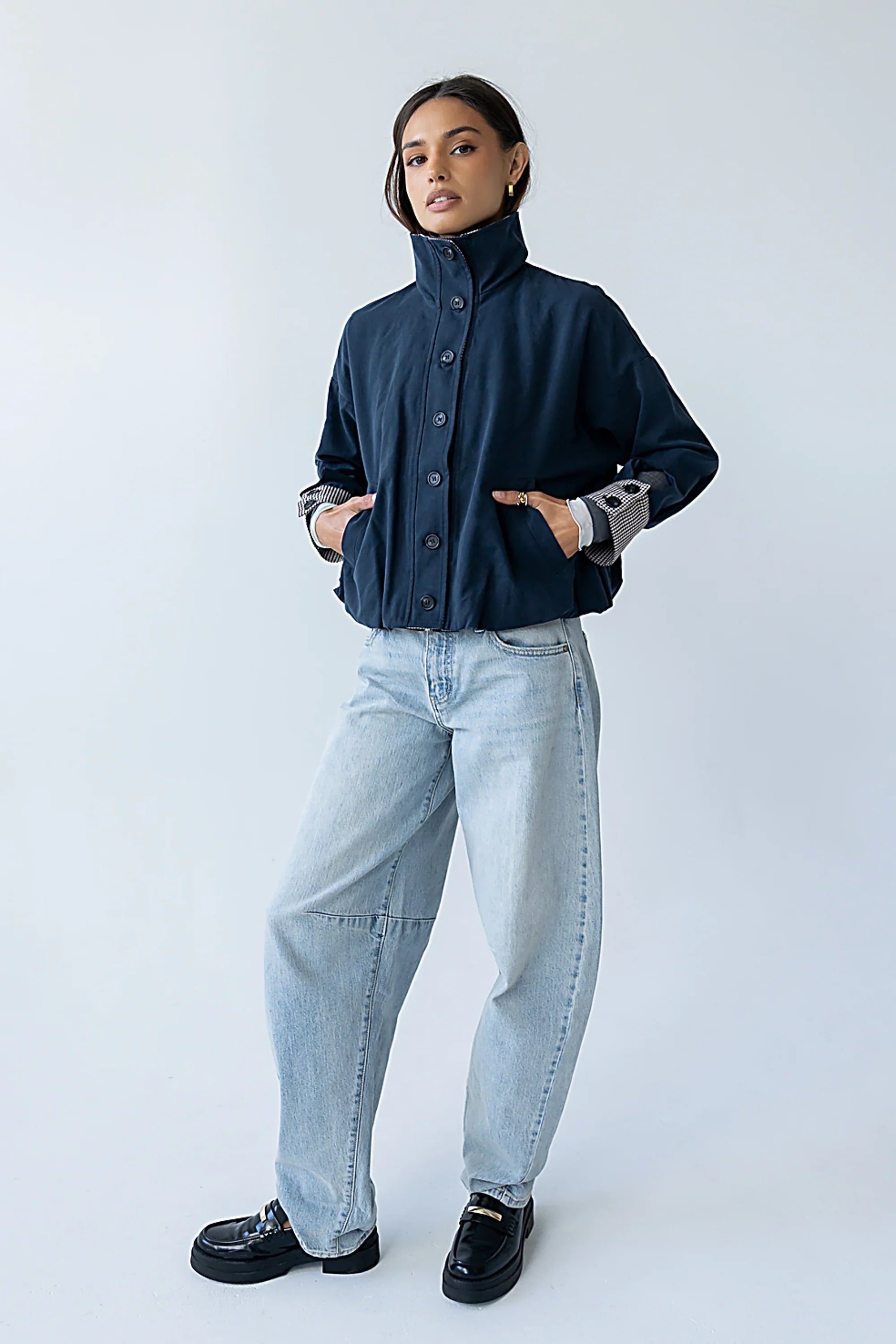 Colette Oversized Trench Jacket in Navy