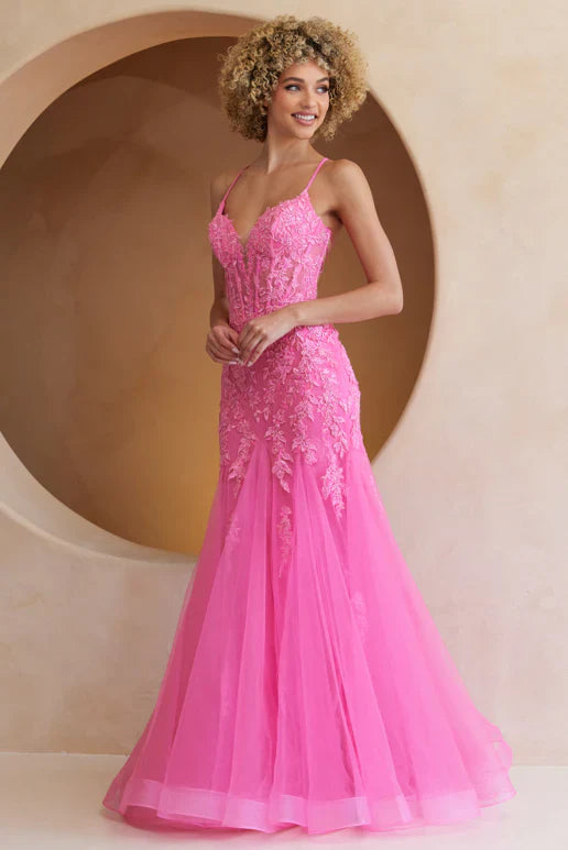 Hera Gown Pink Tulle Floral Lace Mermaid Dress