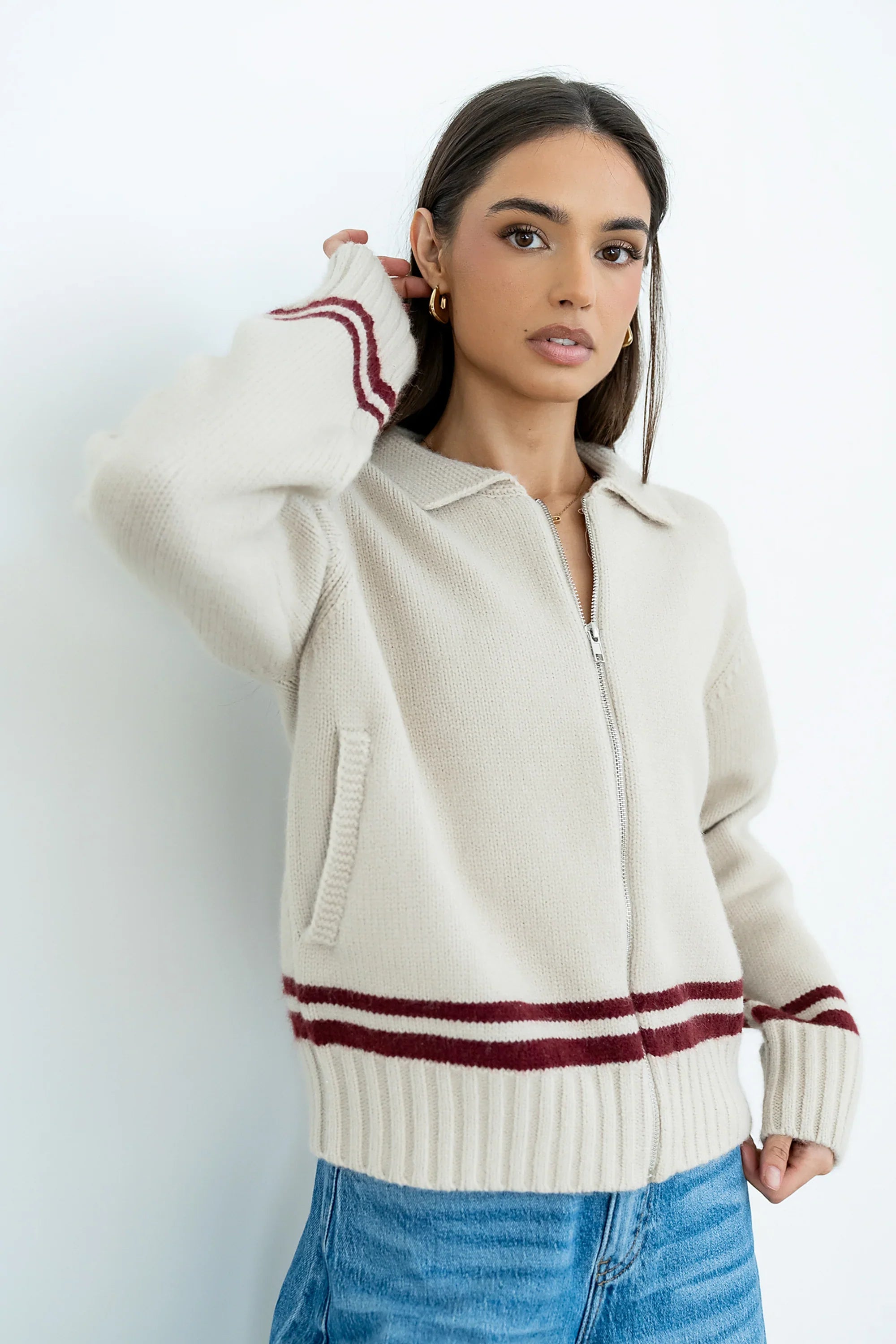 Polly Knit Jacket in Oatmeal FINAL SALE