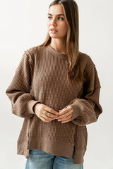 Trace Waffle Knit Top in Mocha