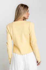 Suzy Scalloped Sweater in Yellow