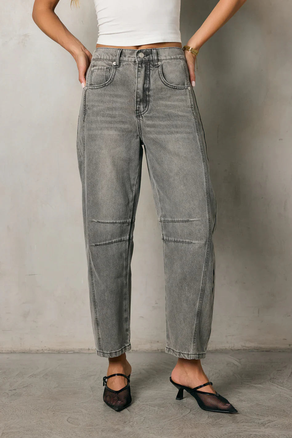 Lisette Barrel Jean in Grey FINAL SALE